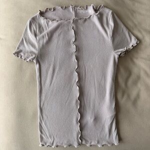 Abercrombie & Fitch Light Gray Ribbed Ruffle Tee